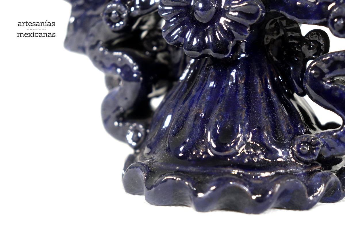 Candelero azul de 7 velas - 25 cm. 10 in.