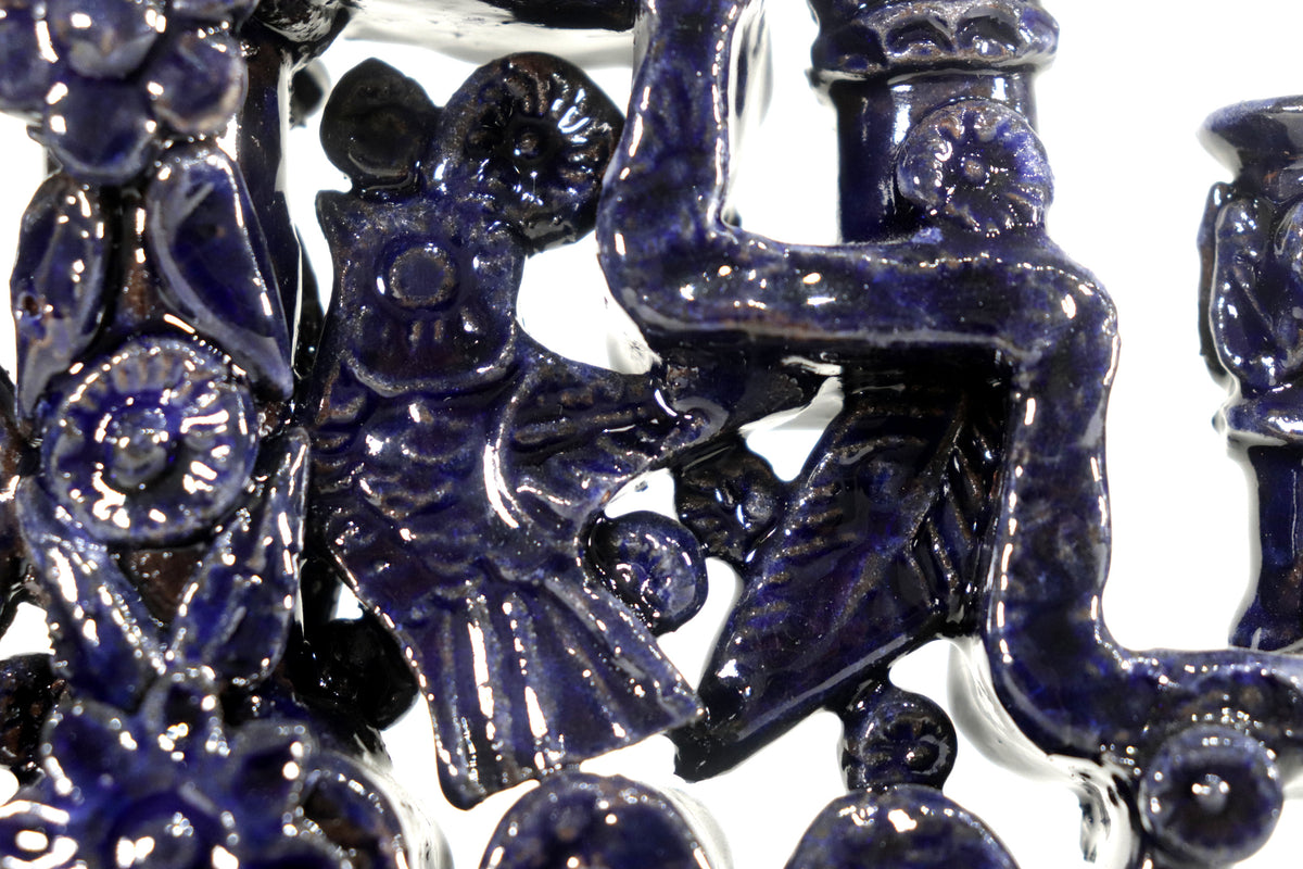 Candelero azul de 7 velas - 25 cm. 10 in.