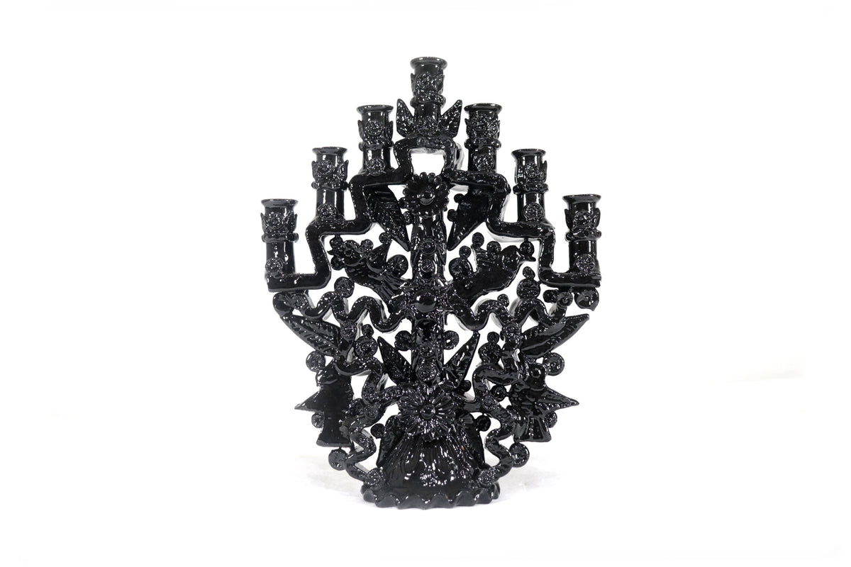 Candelero negro de 7 velas - 25 cm. 10 in.
