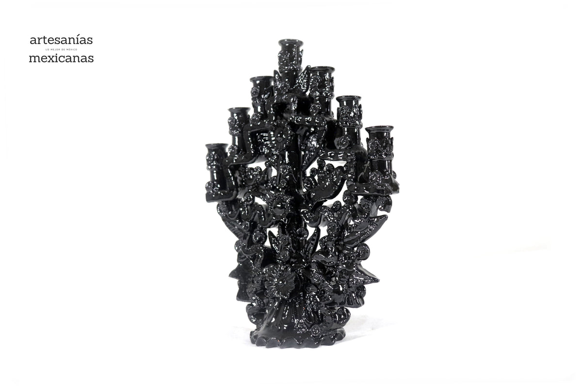 Candelero negro de 7 velas - 25 cm. 10 in.