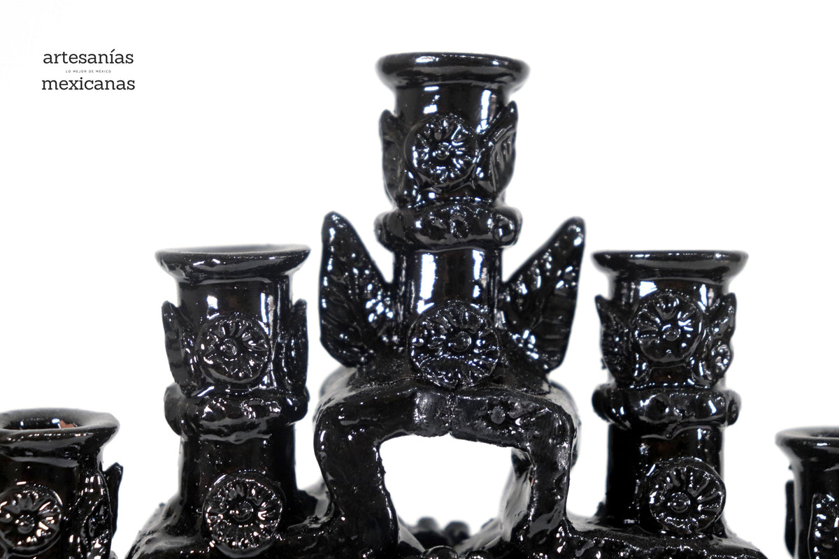 Candelero negro de 7 velas - 25 cm. 10 in.