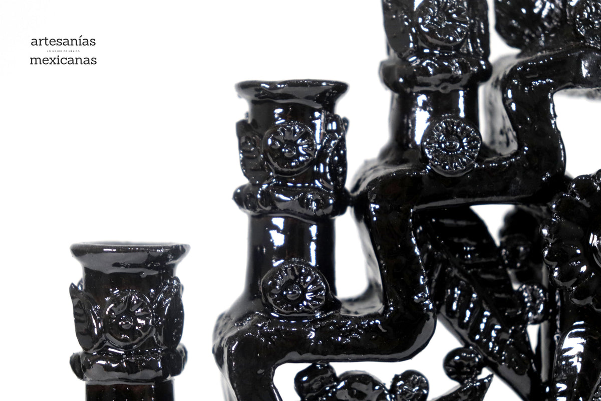 Candelero negro de 7 velas - 25 cm. 10 in.