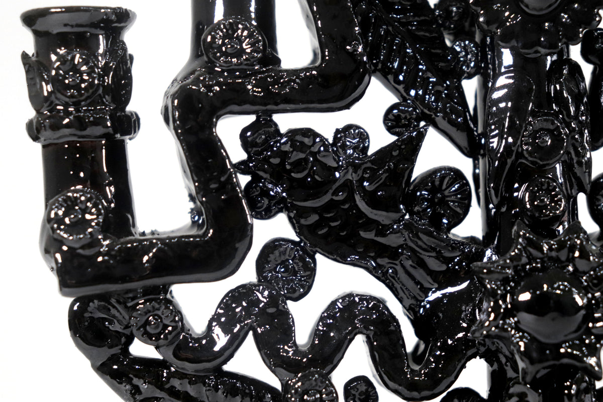 Candelero negro de 7 velas - 25 cm. 10 in.