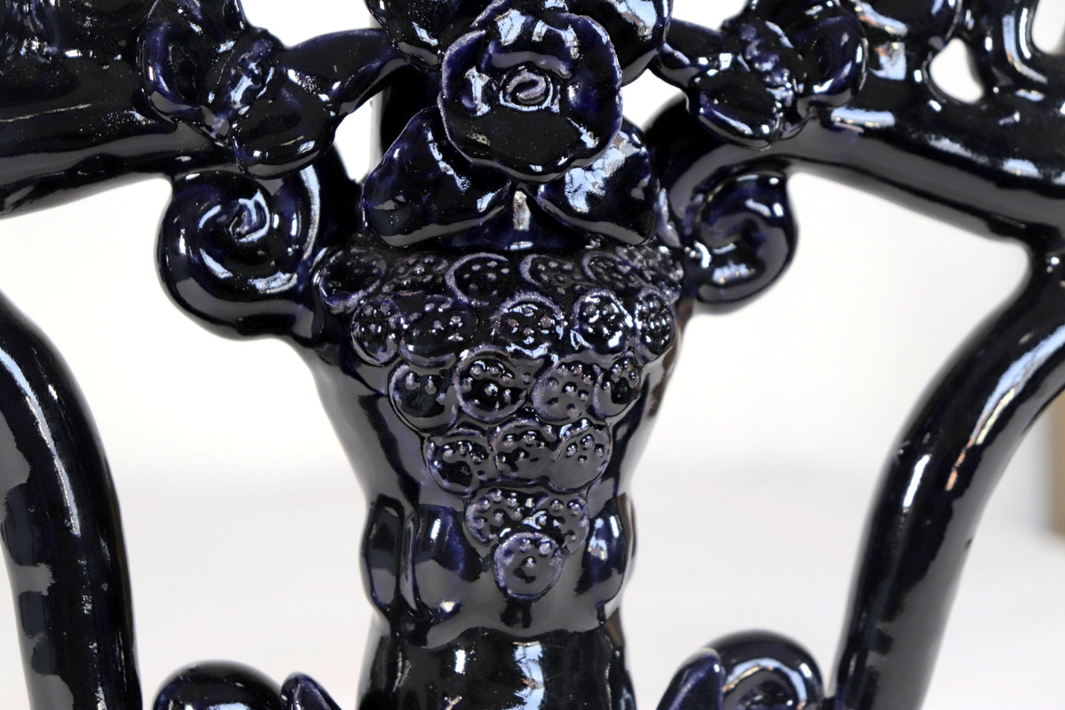 Candelero azul de 7 velas - Barro vidriado - 40 cm. 15.7 in.