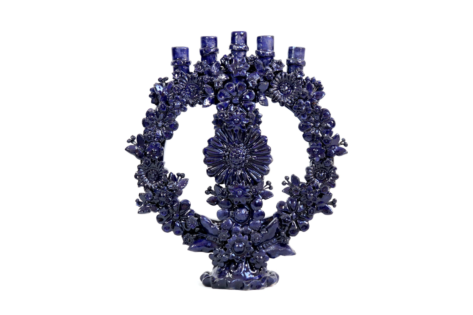 Candelero azul de 5 velas - 26.5 cm. 10.4 in. Candelabros