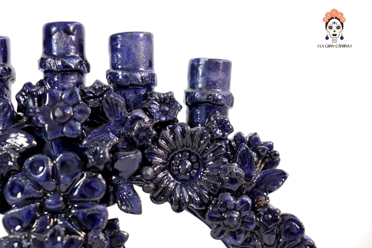 Candelero azul de 5 velas - 26.5 cm. 10.4 in. Candelabros