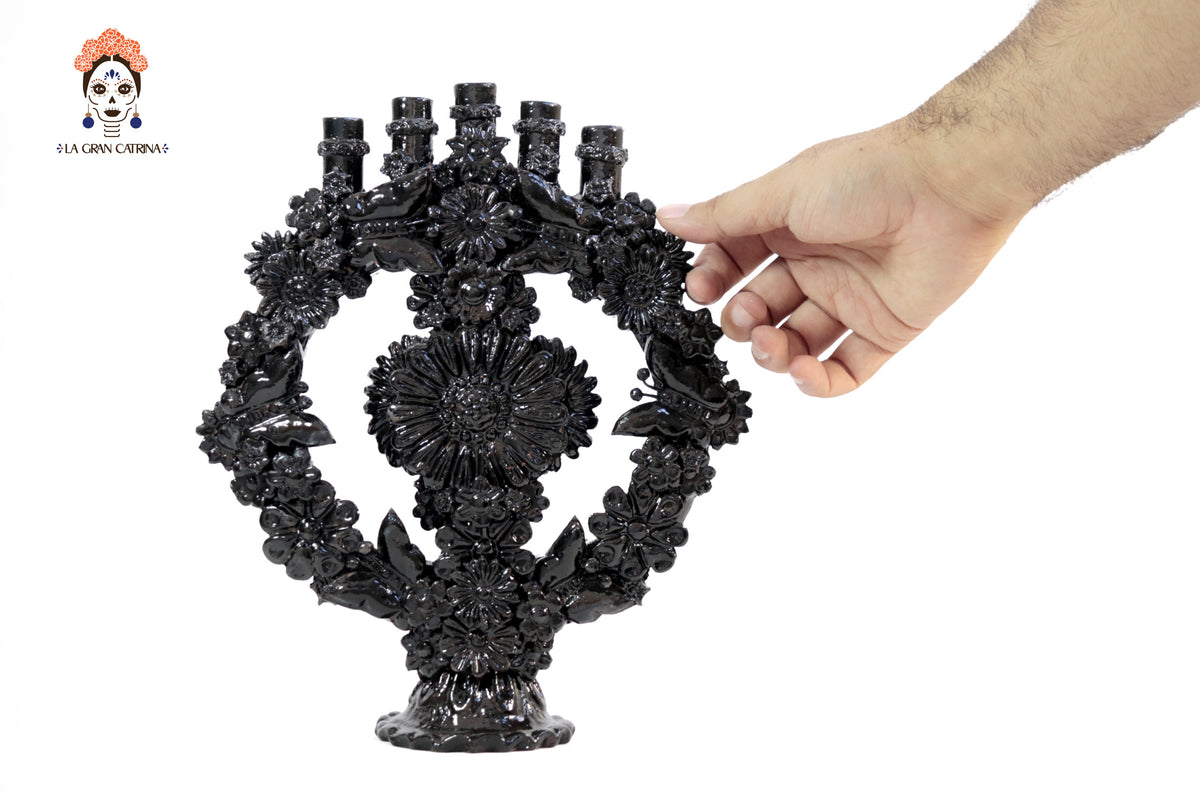 Candelero negro de 5 velas - 26.5 cm. 10.4 in. Candelabros