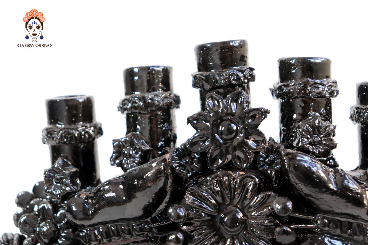 Candelero negro de 5 velas - 26.5 cm. 10.4 in. Candelabros