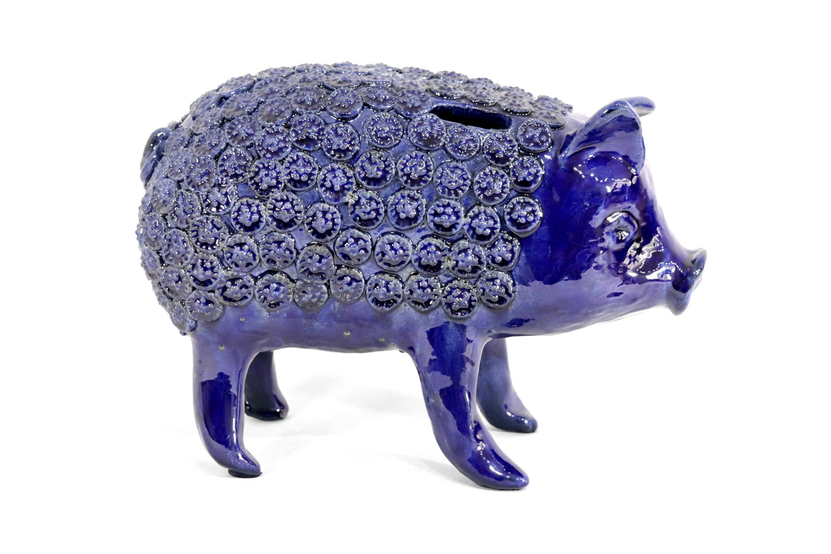 Cochinito - Cerdo de ahorro mediano - Azul rey - 27 cm. 11 in.