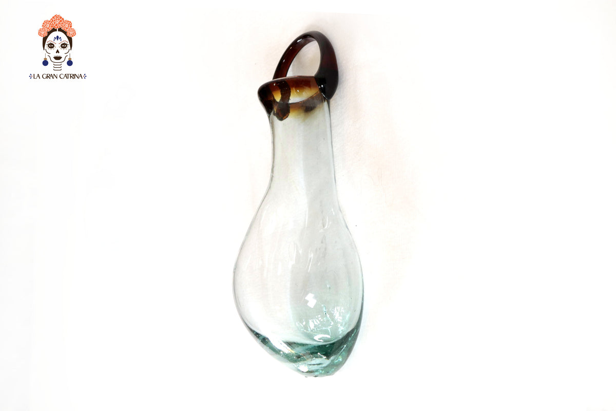 Set de Botellas de Vidrio Soplado - Azul Translúcido - 29 Cm. 11.4 In. Vidrio Soplado