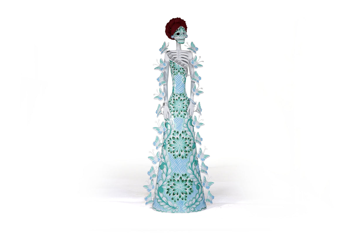 Catrinas hermana blanca con turquesa - 50 cm. 20 in.