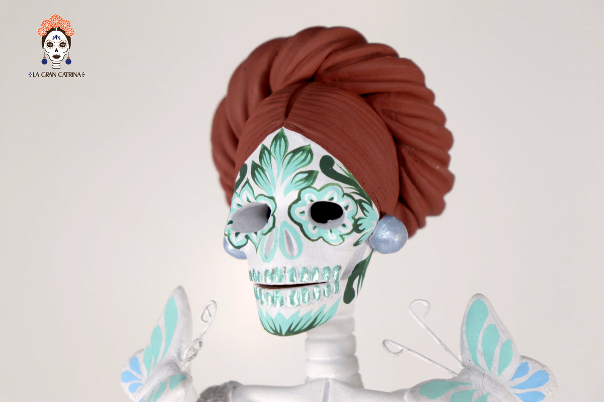 Catrinas hermana blanca con turquesa - 50 cm. 20 in.