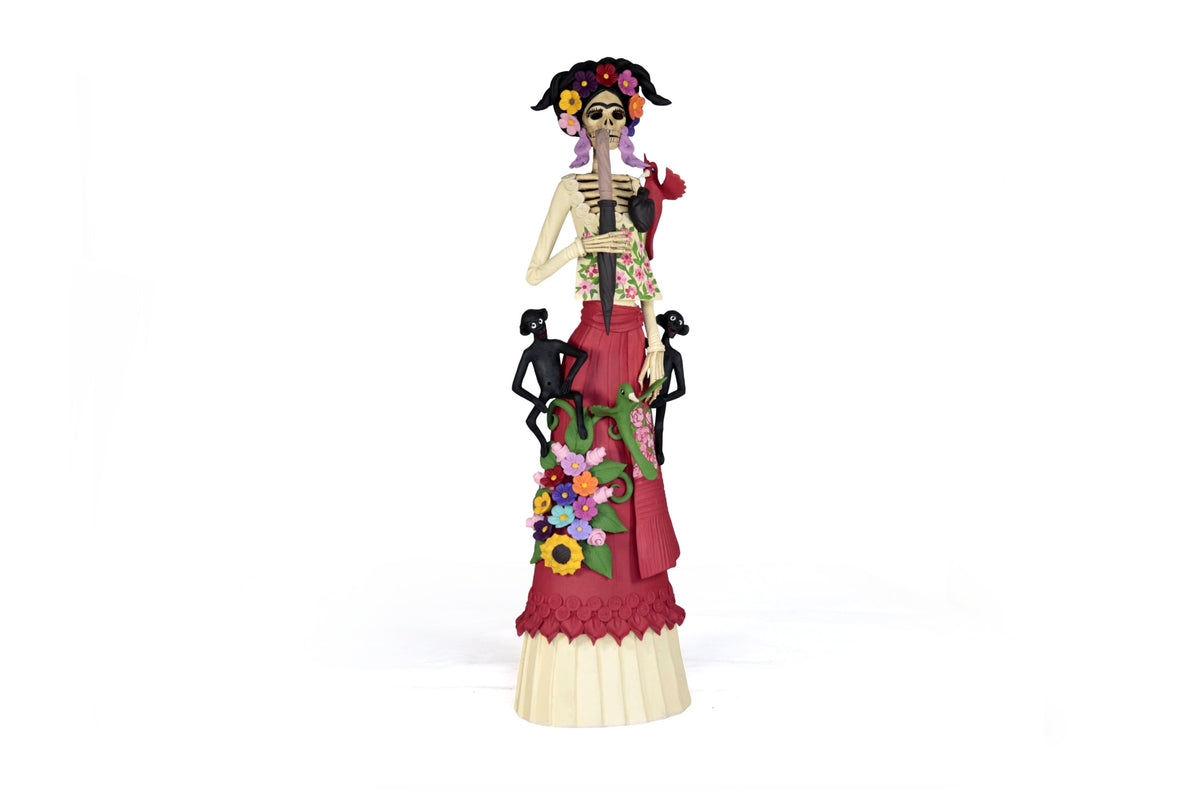 Catrina de Frida Kahlo con chongo - 50 cm. 20 in.