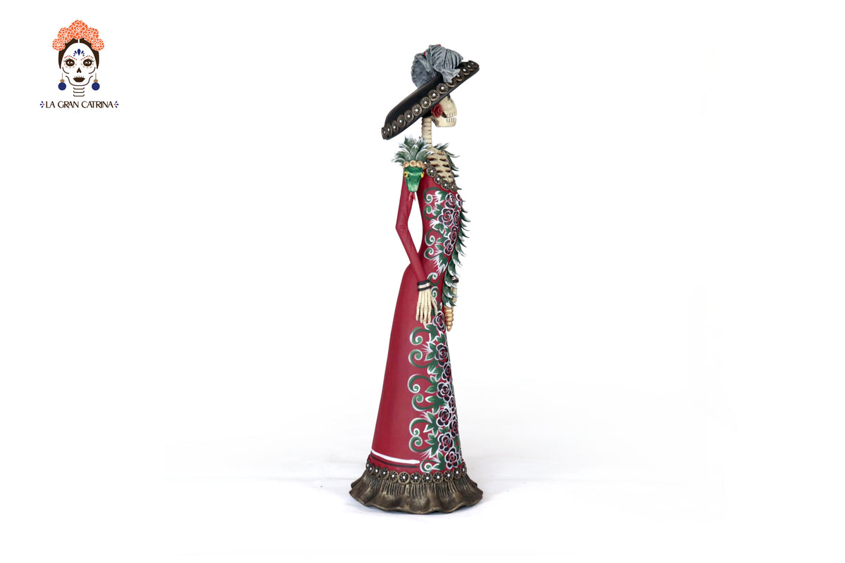 La Frida con la serpiente de vestido rojo - 45 cm. 18 in.