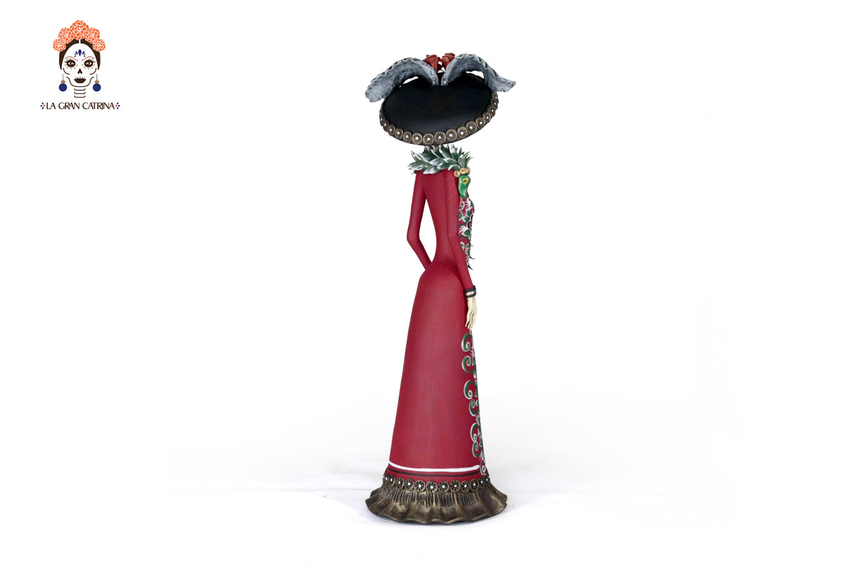La Frida con la serpiente de vestido rojo - 45 cm. 18 in.