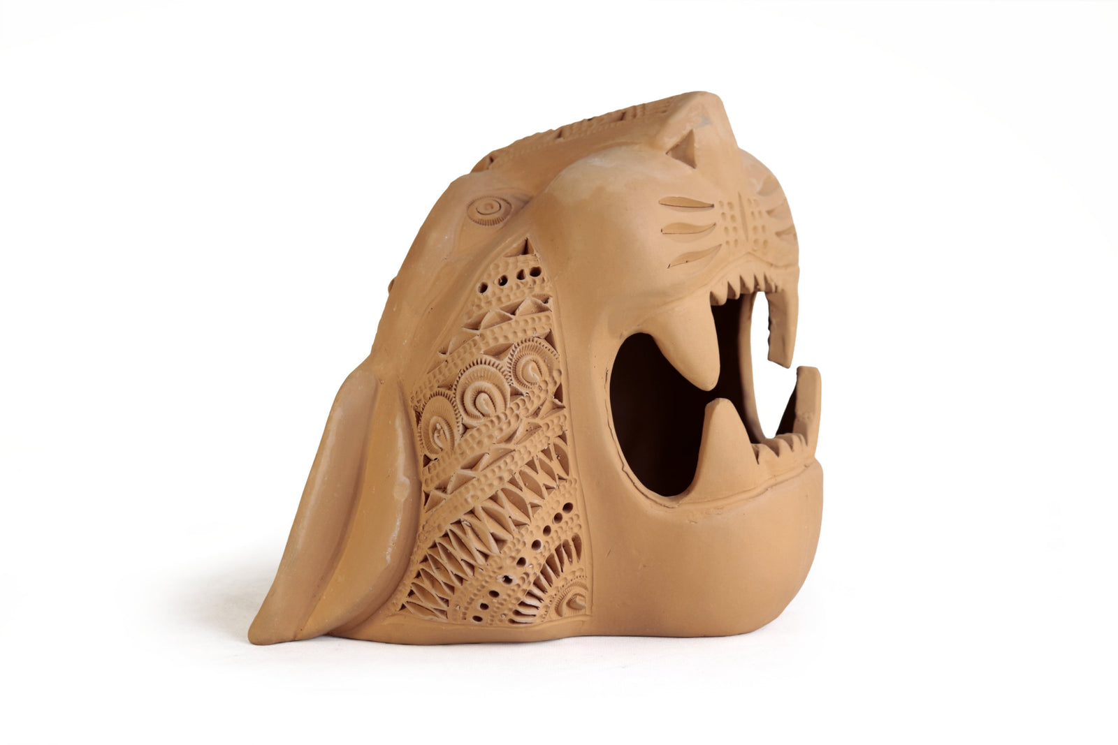 Cabeza de Jaguar Natural - 22 cm. 8.7 in. Barro negro
