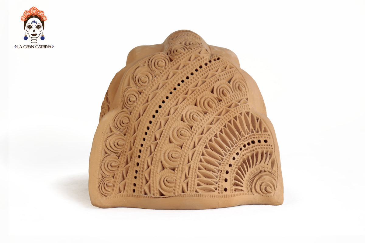 Cabeza de Jaguar Natural - 22 cm. 8.7 in. Barro negro