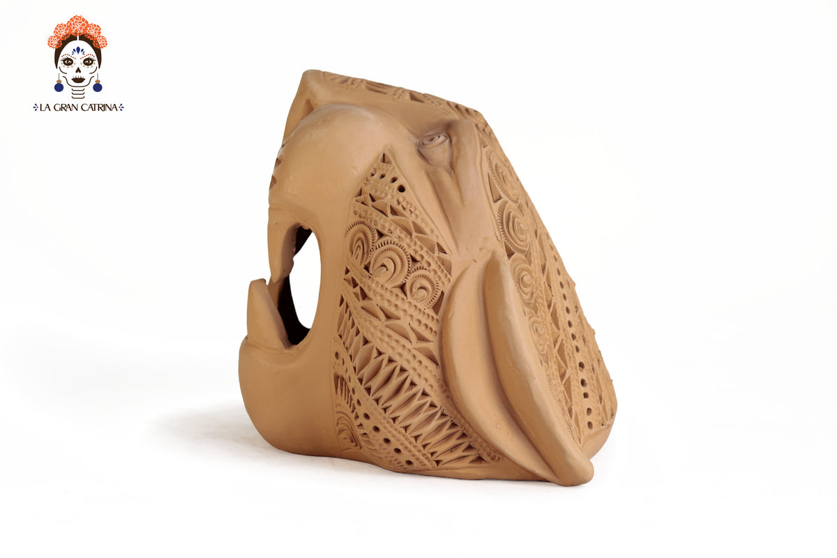 Cabeza de Jaguar Natural - 22 cm. 8.7 in. Barro negro