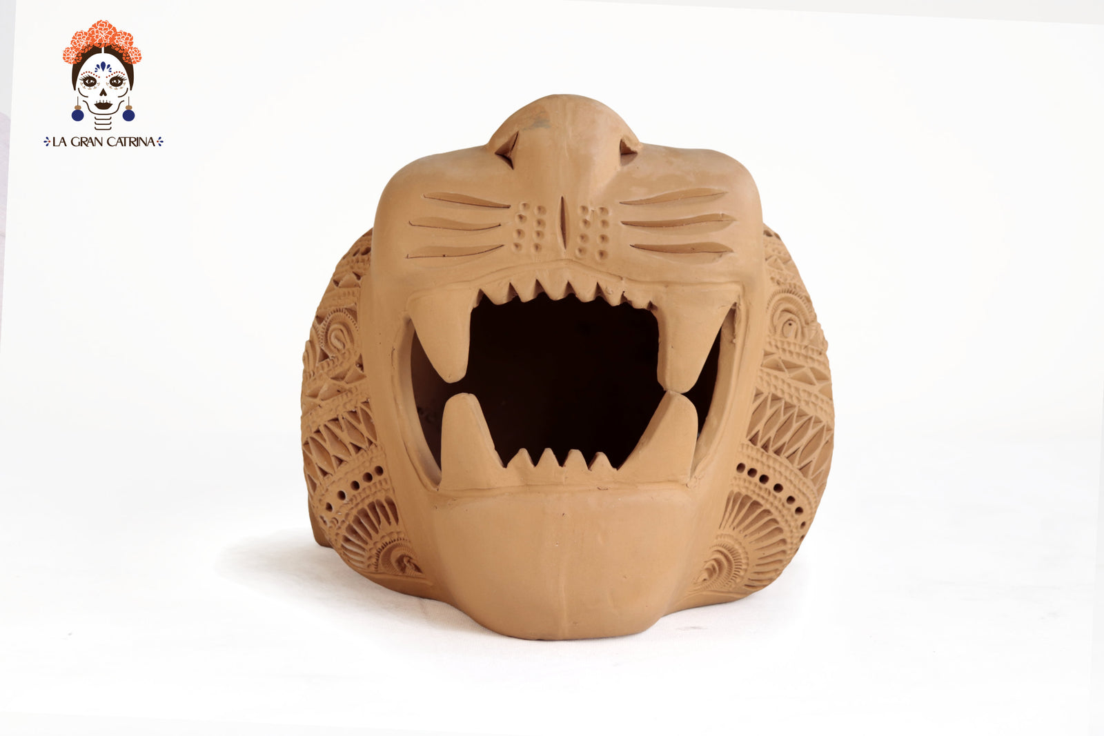 Cabeza de Jaguar Natural - 22 cm. 8.7 in. Barro negro