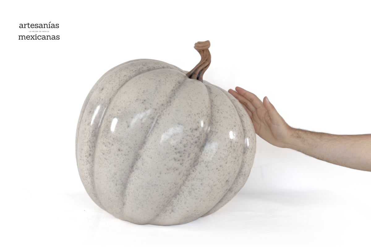 Calabaza blanca grande de barro - 41 cm. 16 in