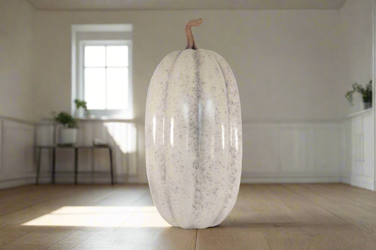 Calabaza blanca grande de barro - 67 cm. 26.3 in.