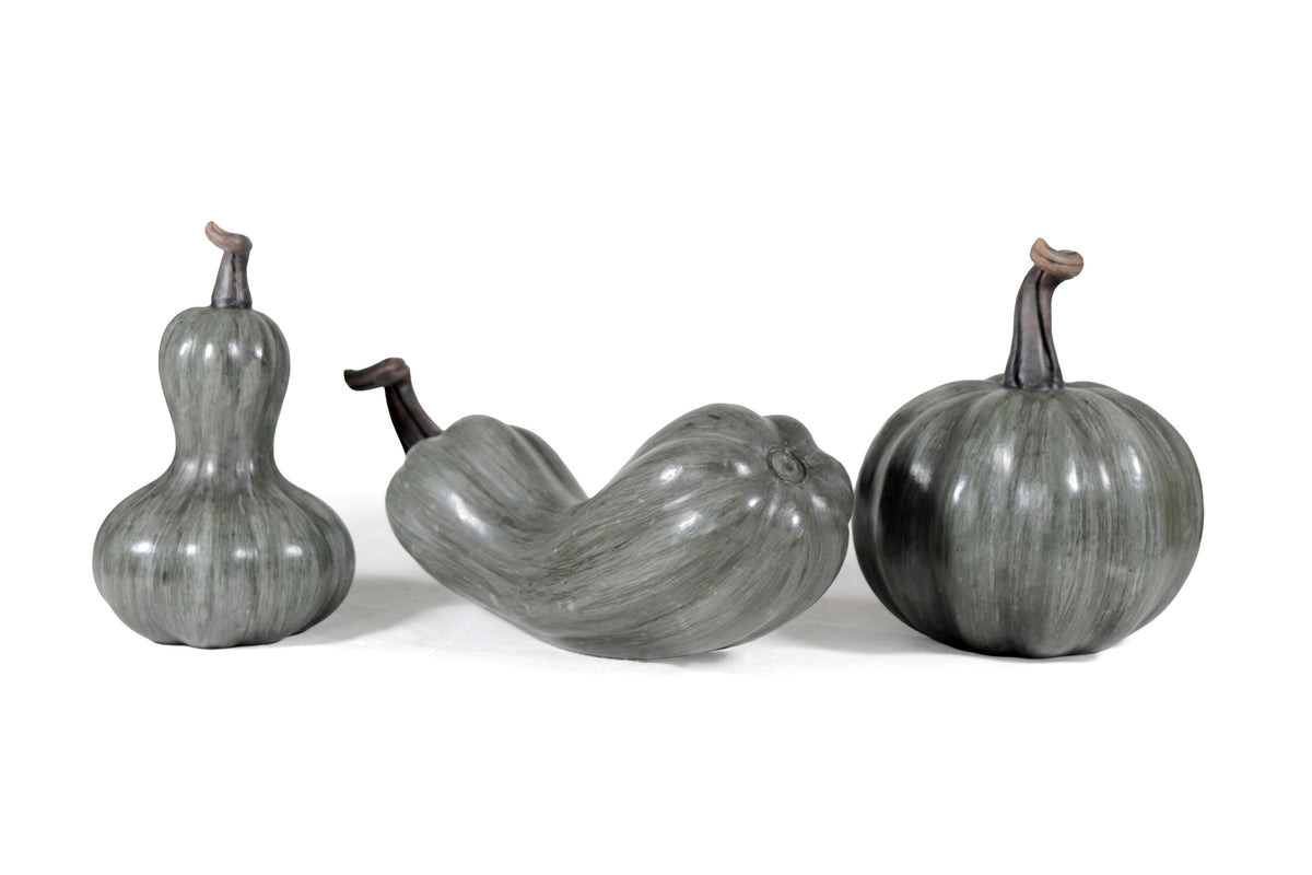 Juego de 3 calabazas gris oscuro - 25 cm. 9.8 in. Calabaza