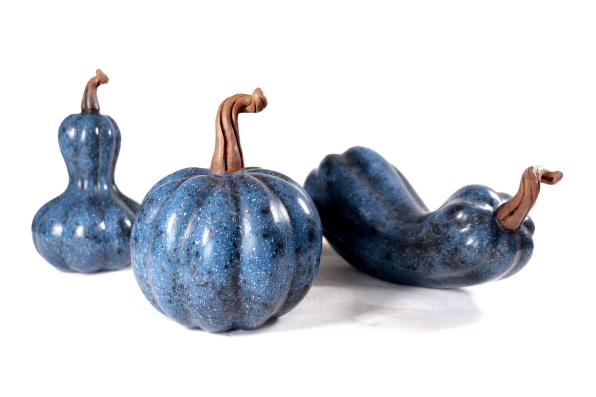 Juego de 3 calabazas azul oscuro - 25 cm. 9.8 in. - En producción Calabaza