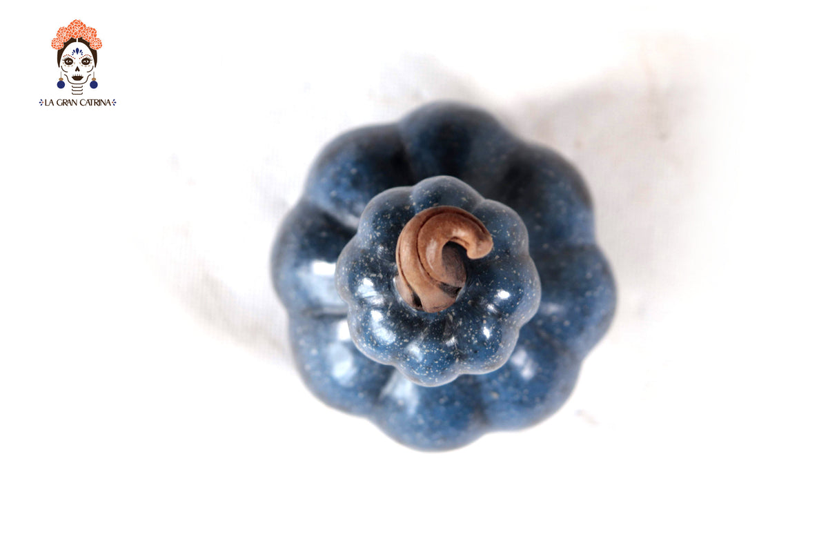 Juego de 3 calabazas azul oscuro - 25 cm. 9.8 in. - En producción Calabaza