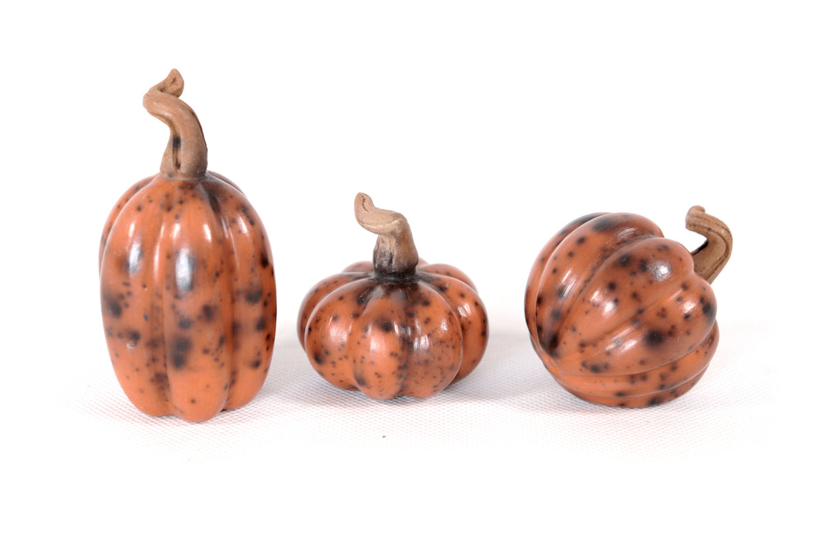 Juego de 3 calabazas rojizas miniatura