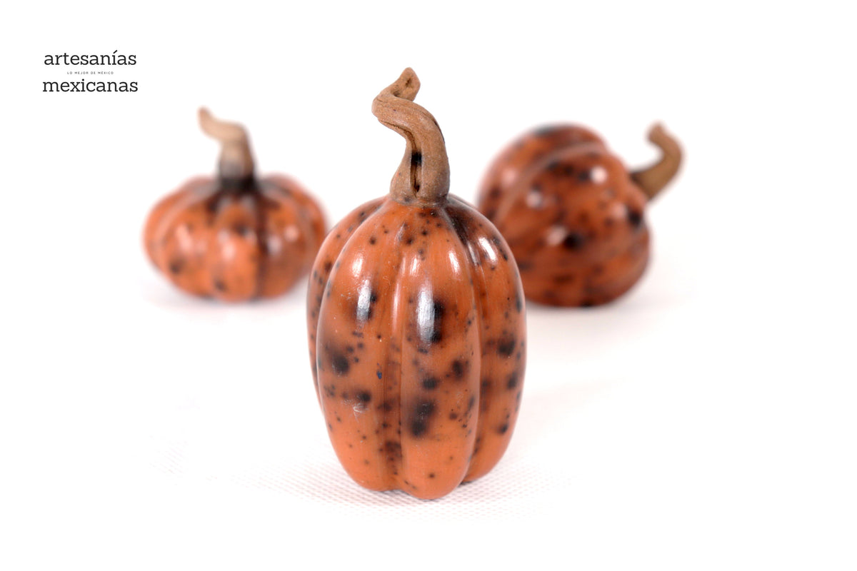 Juego de 3 calabazas rojizas miniatura