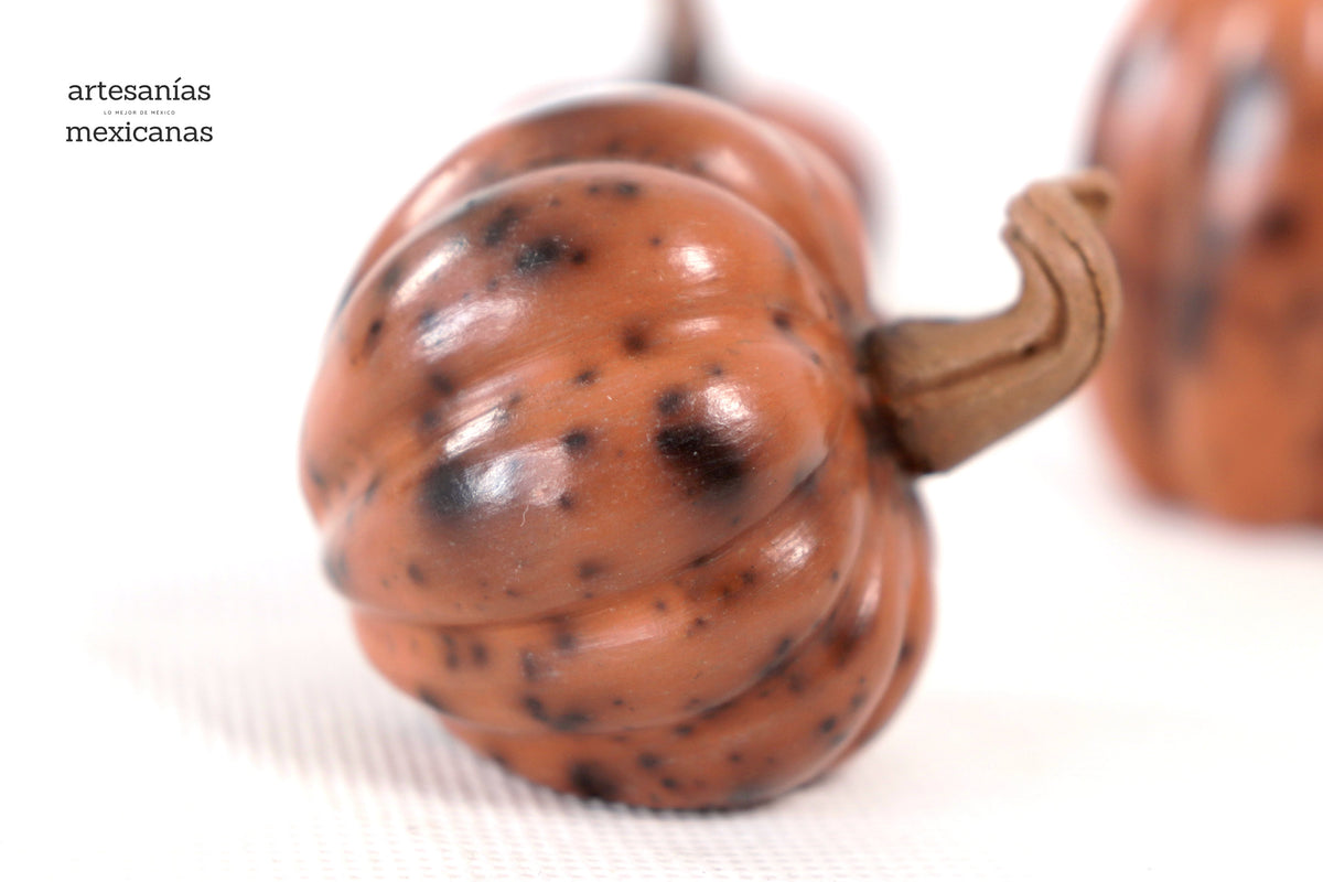 Juego de 3 calabazas rojizas miniatura