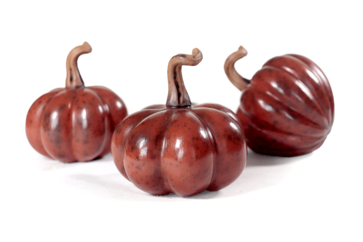 Juego de 3 calabazas rojo obscuro - 25 cm. 9.8 in. Calabaza