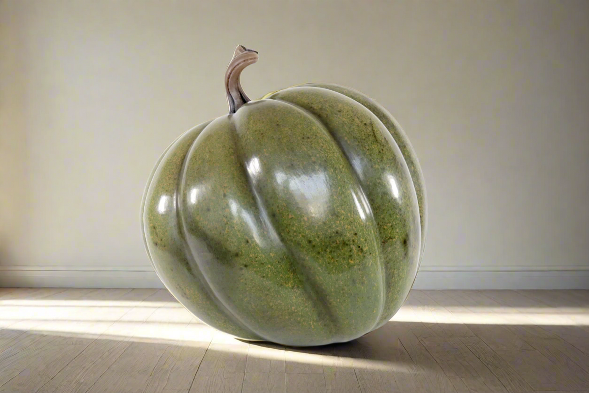 Calabaza verde grande de barro - 41 cm. 16.1 in