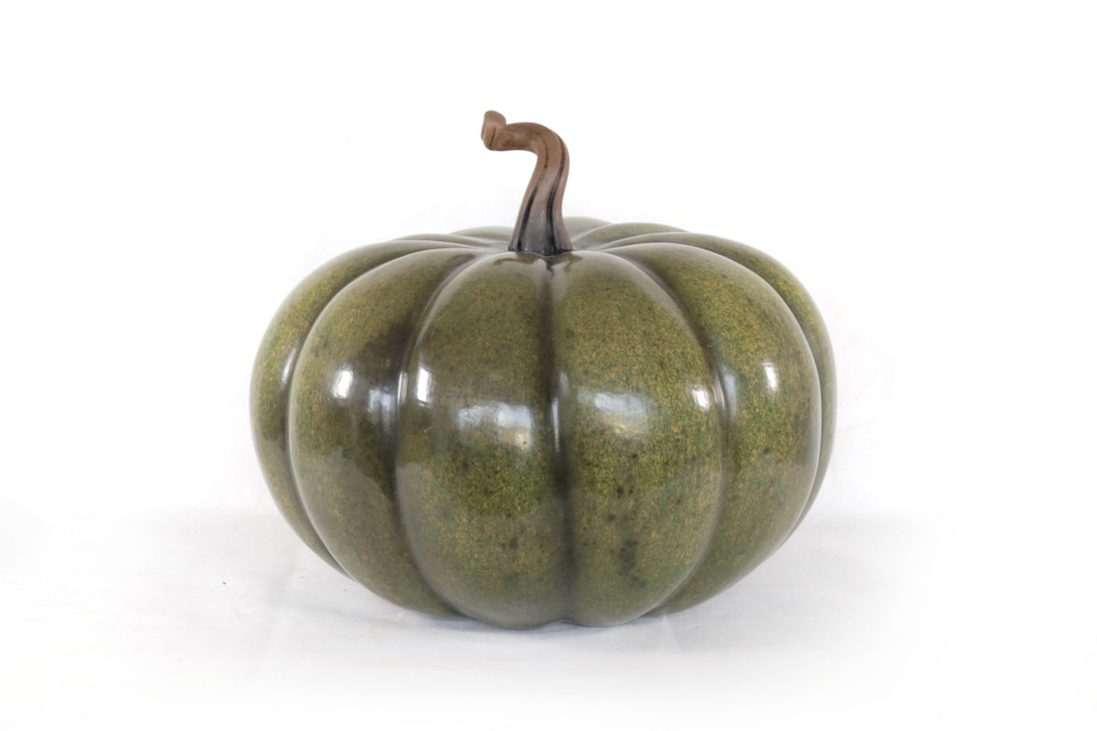 Calabaza verde grande de barro - 37 cm. 14.5 in