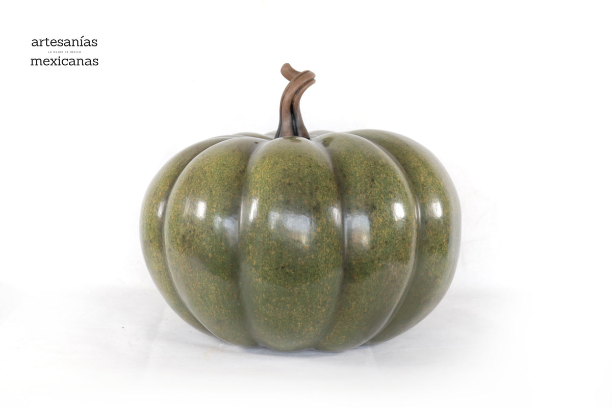 Calabaza verde grande de barro - 37 cm. 14.5 in