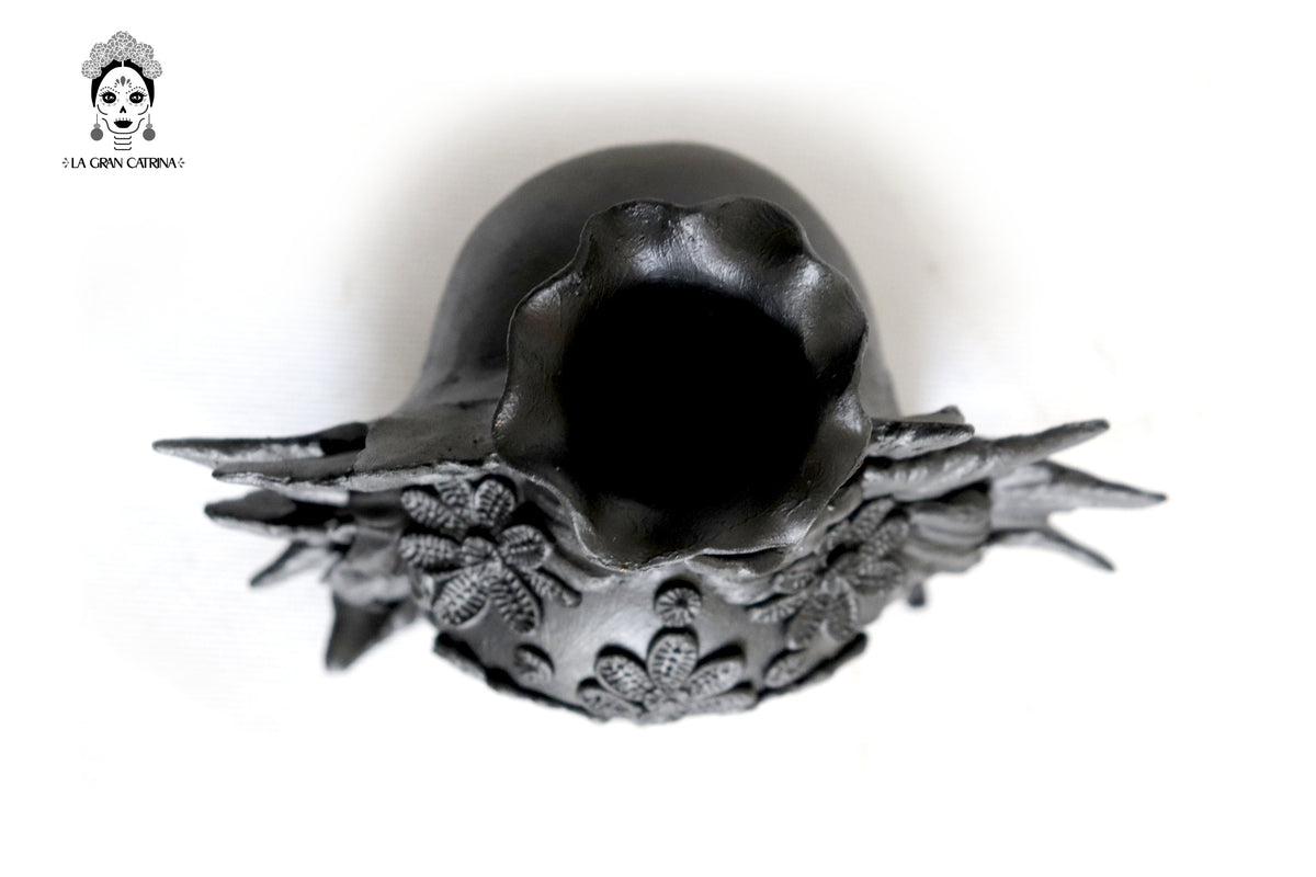 Trío de candeleros negros de Día de Muertos para 1 vela