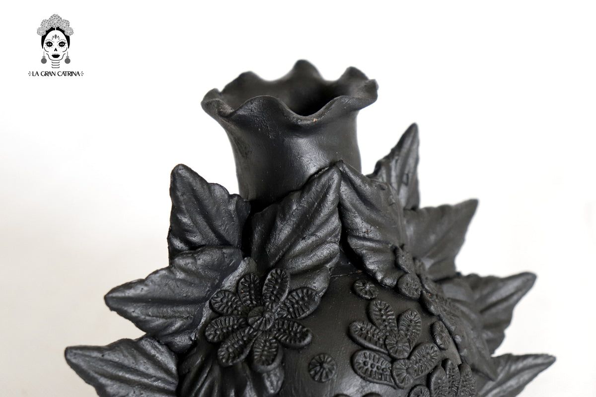 Trío de candeleros negros de Día de Muertos para 1 vela
