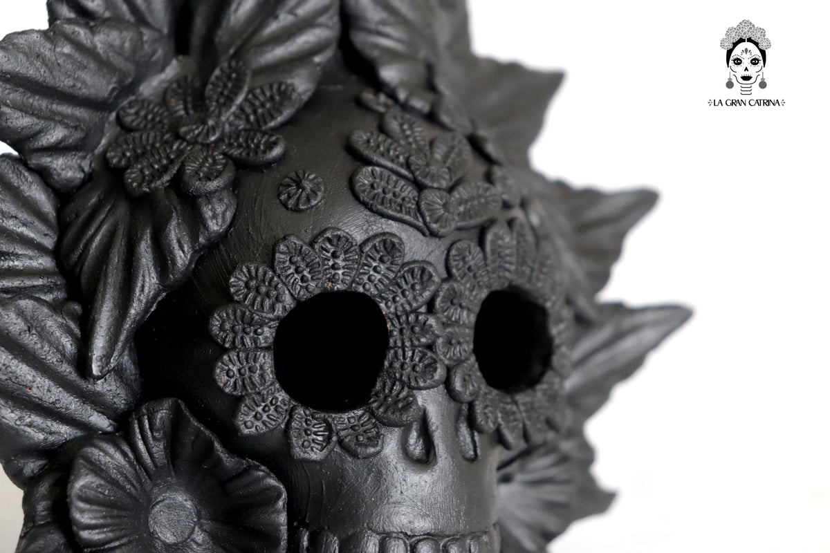 Trío de candeleros negros de Día de Muertos para 1 vela