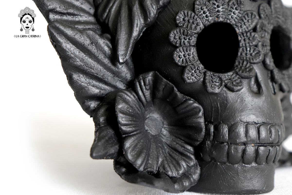 Trío de candeleros negros de Día de Muertos para 1 vela
