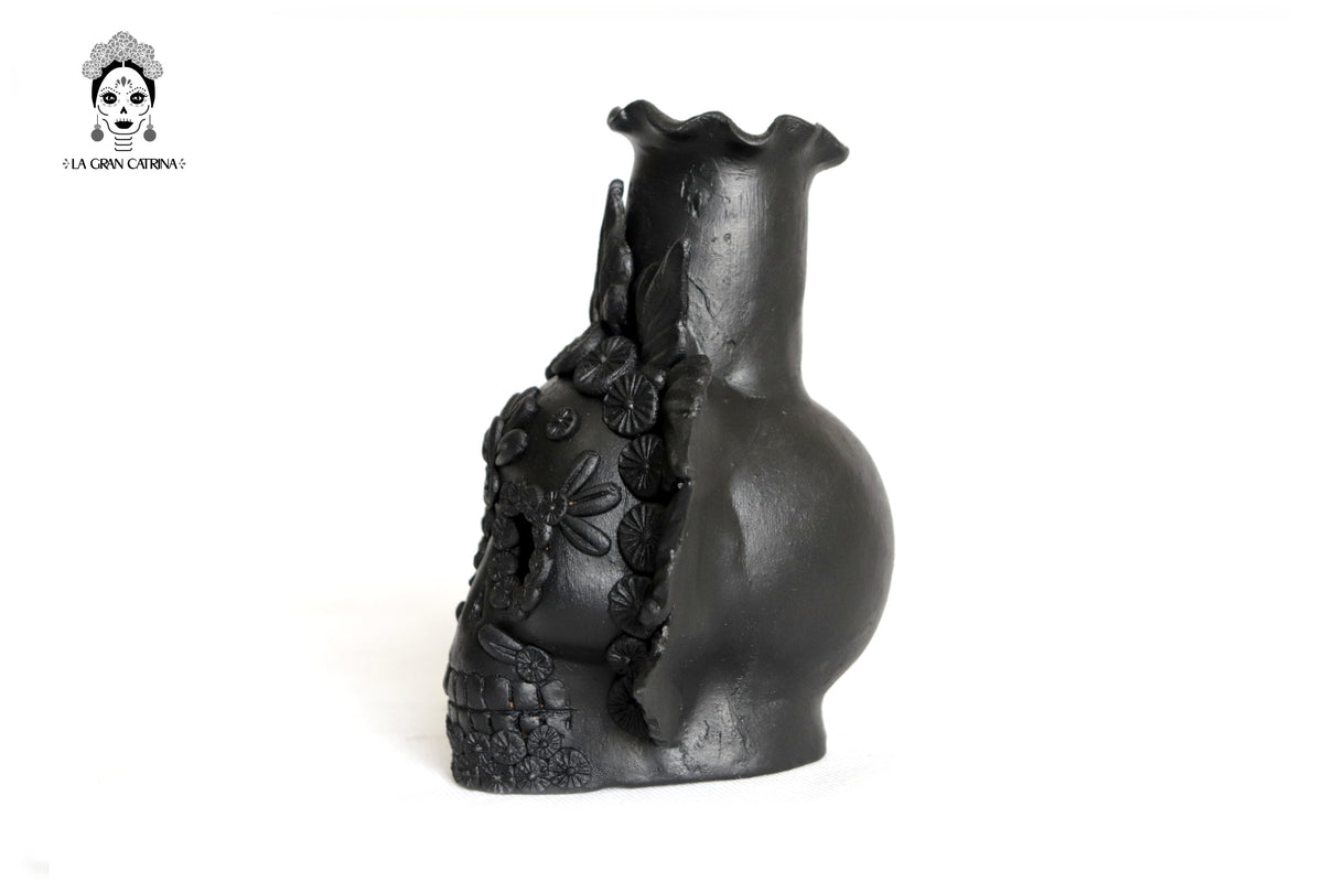 Trío de candeleros negros de Día de Muertos para 1 vela