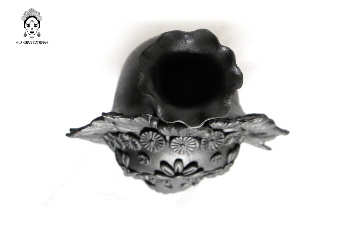 Trío de candeleros negros de Día de Muertos para 1 vela