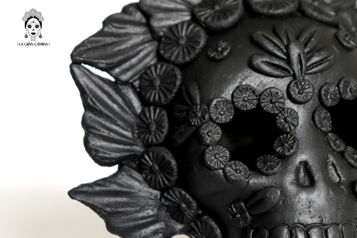 Trío de candeleros negros de Día de Muertos para 1 vela