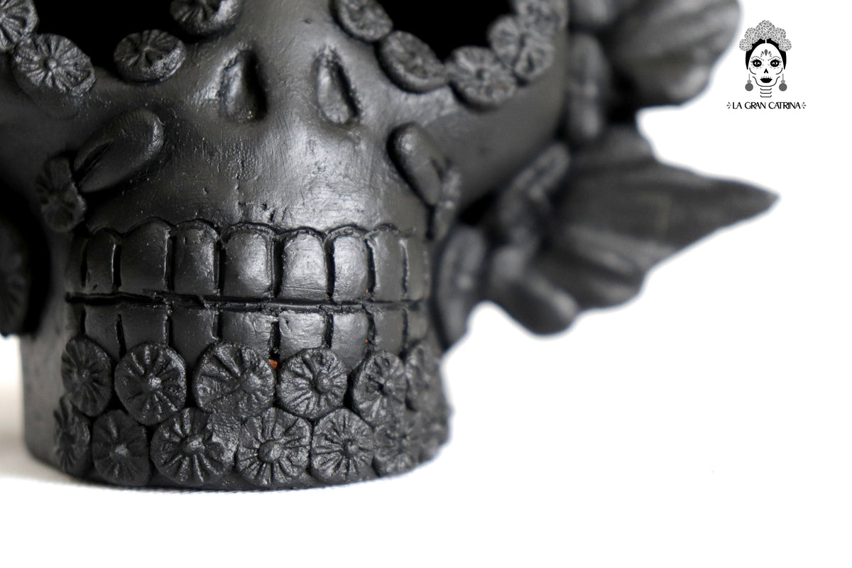 Trío de candeleros negros de Día de Muertos para 1 vela