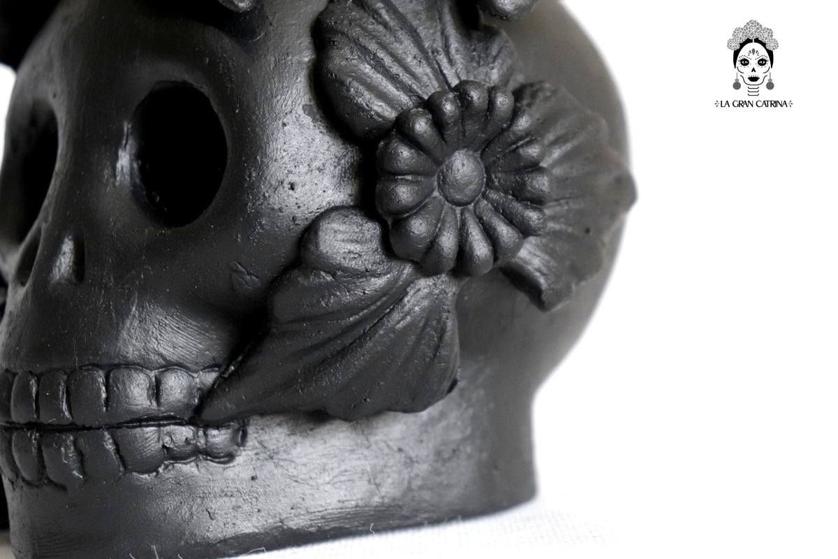Trío de candeleros negros de Día de Muertos para 1 vela