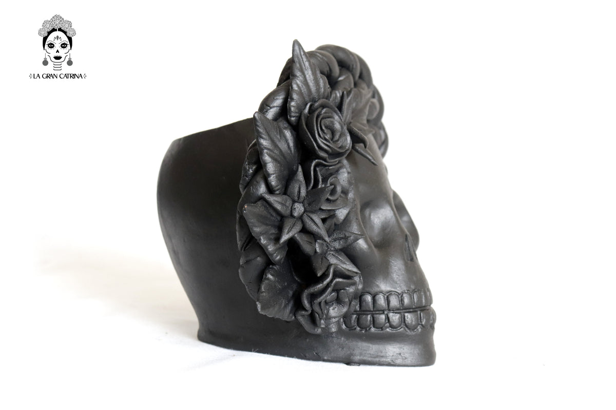 Trío de calaveras - Macetas medianas negras