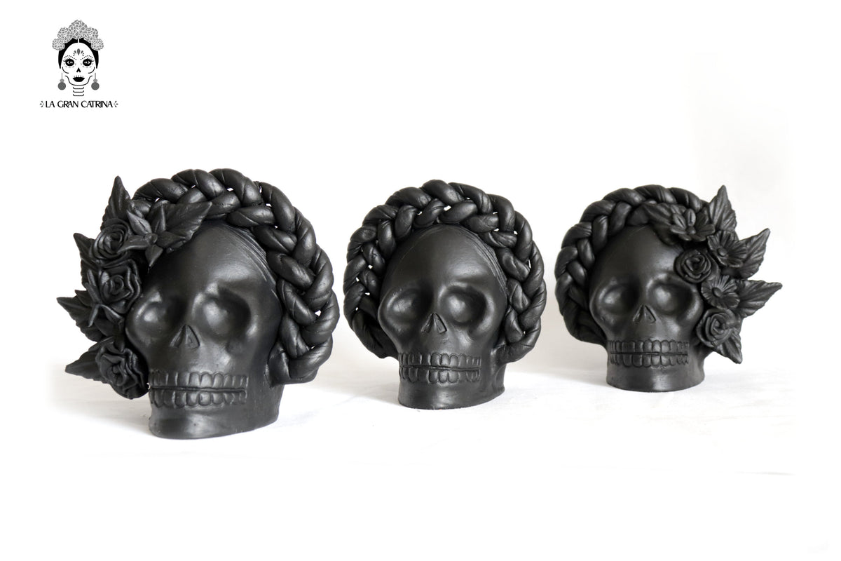 Trío de calaveras - Macetas medianas negras