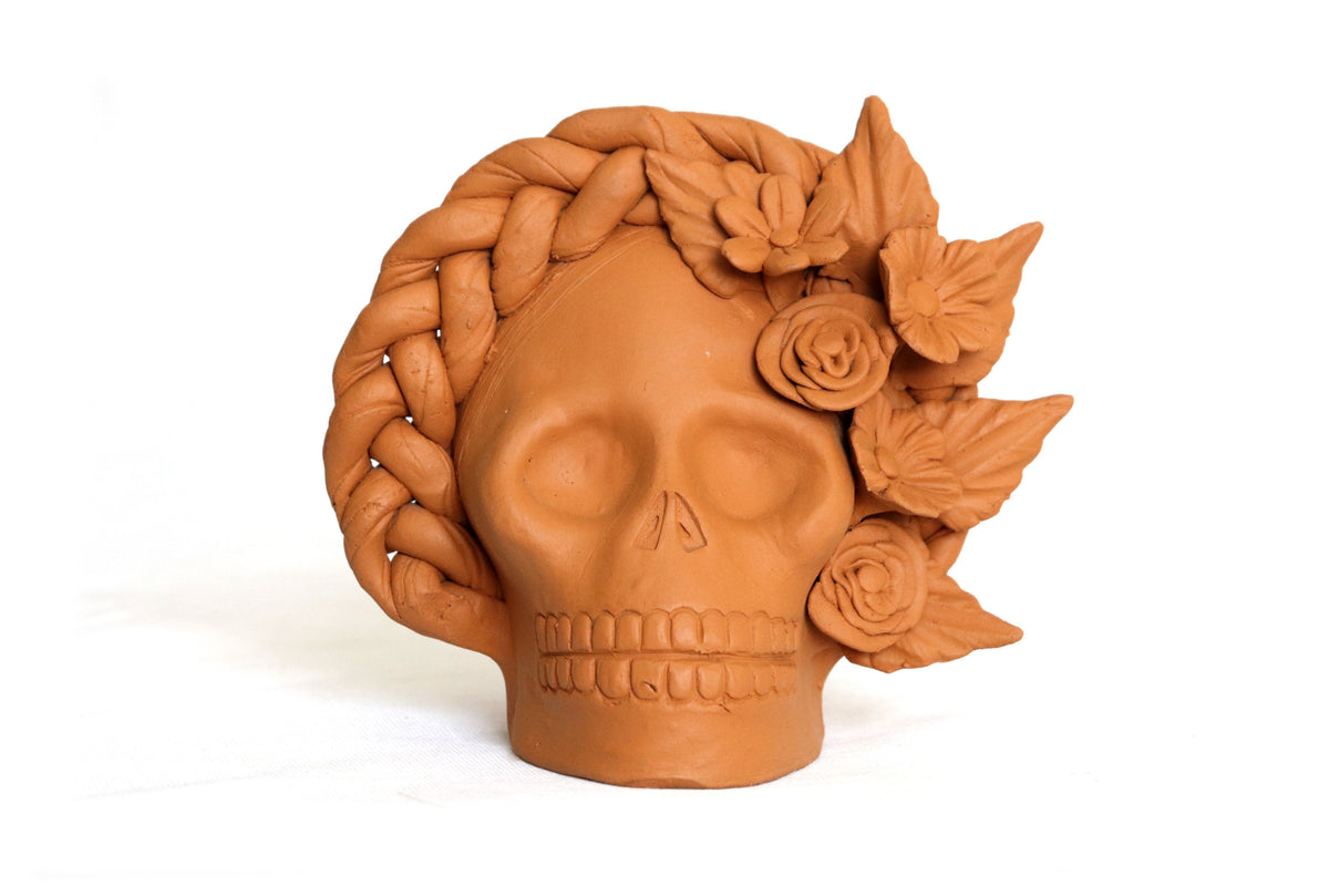 Trío de calaveras - Macetas medianas naranjas