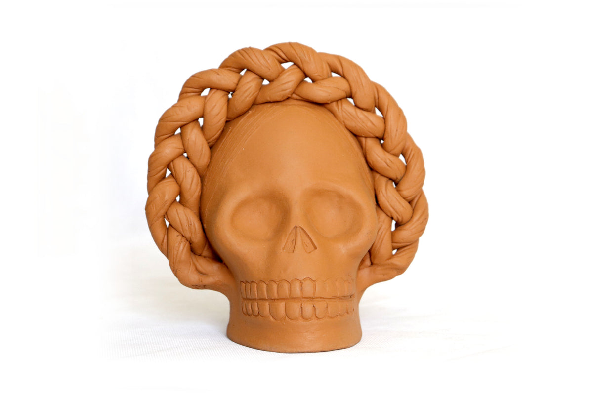 Trío de calaveras - Macetas medianas naranjas