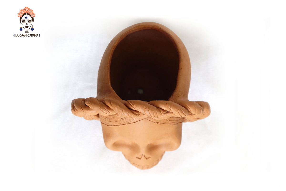 Trío de calaveras - Macetas medianas naranjas