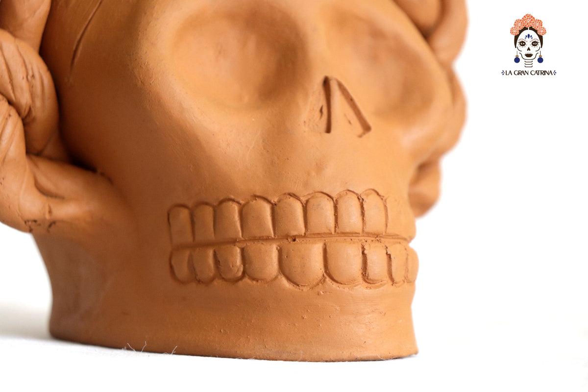 Trío de calaveras - Macetas medianas naranjas